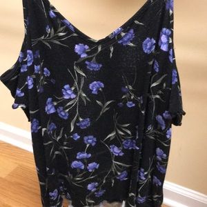 Black and purple off the shoulder top with straps